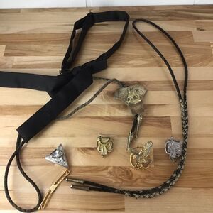 Vintage Cowboy Tie Clips & Tie Bundle Accs Rodeo Wstn Ctry Clips
